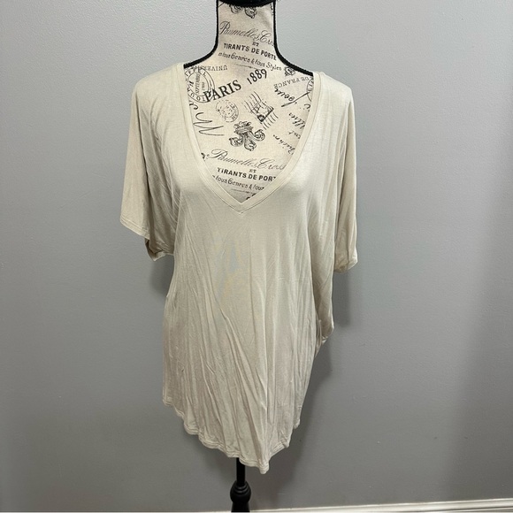 Express Beige Relaxed V-Neck London Tee Size XL - Picture 5 of 10